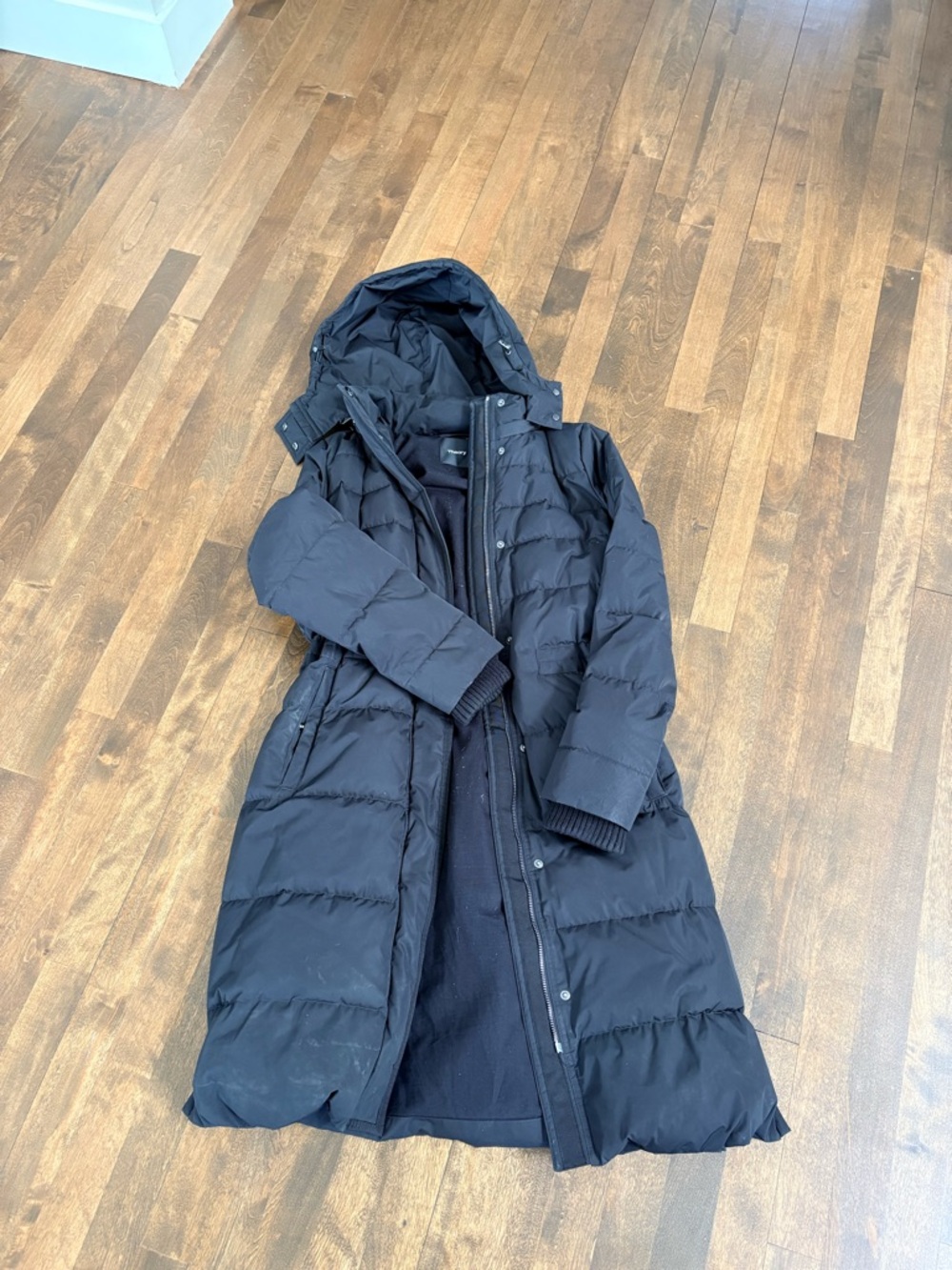 Theory Black Long Women's Hooded Puffer Coat